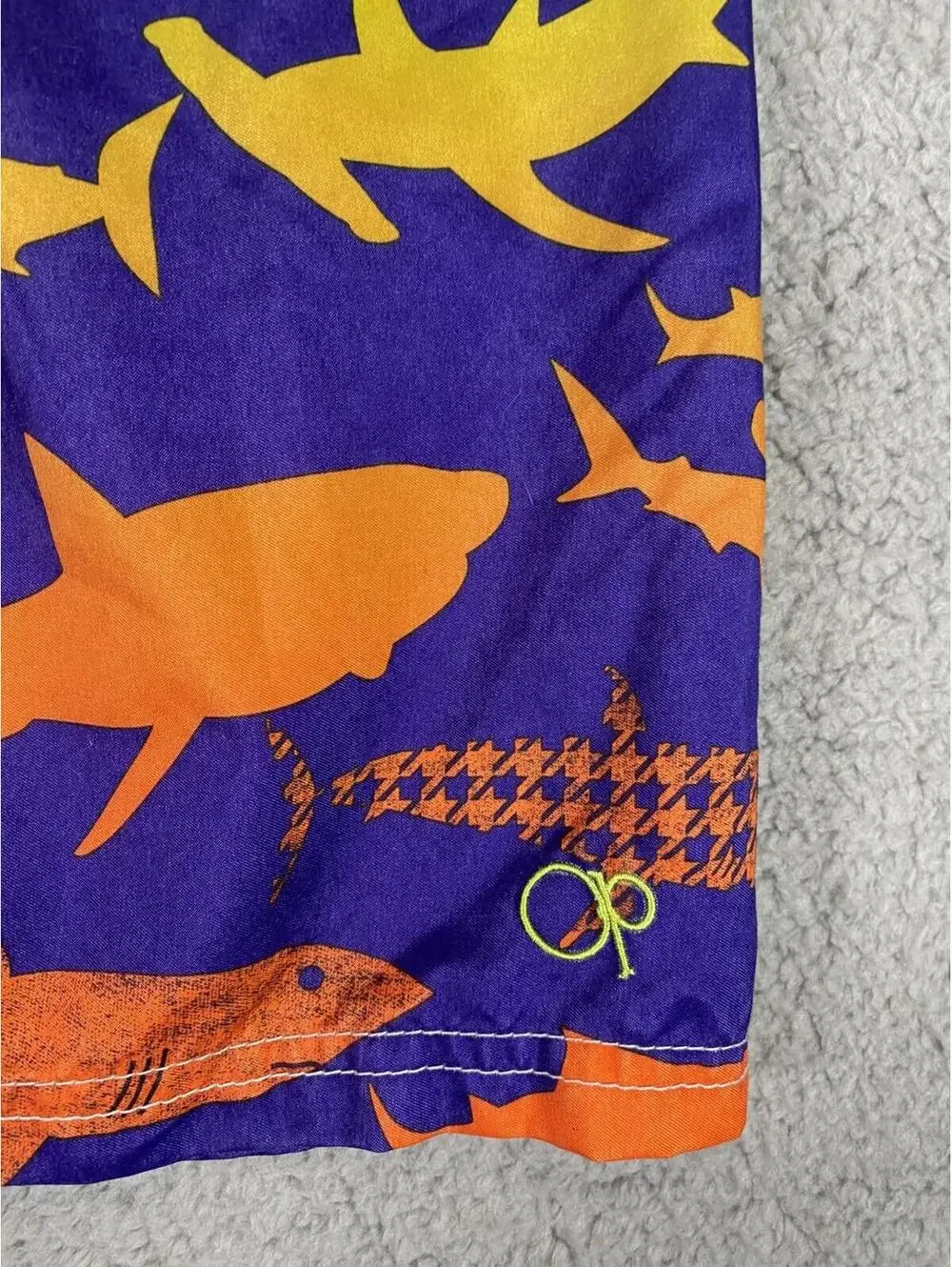 OP Board Shorts Youth Swim Trunks XL 14-16 Shark Boys Vtg